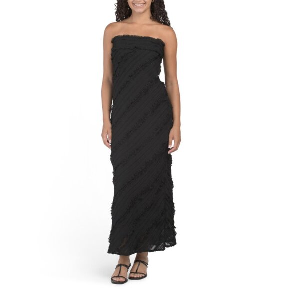 ENDLESS ROSE Black Strapless Ruffled Maxi Dress - Picture 1 of 2